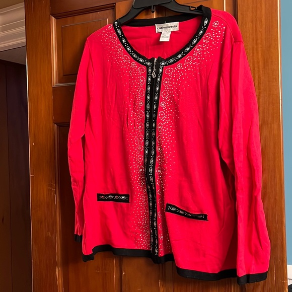 Pull Cathy Daniels Lavable En Acrylique Rouge/noir Avec Garniture Sequins Noir - Taille S, Occasion Comme Neuf